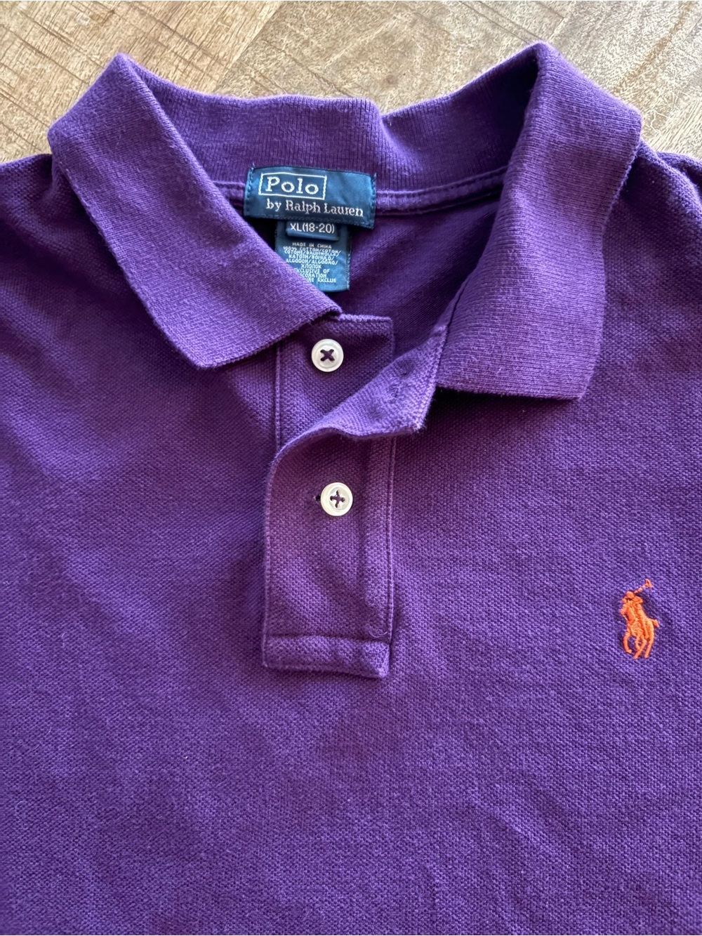 Ralph Lauren Kids Purple Polo Shirt with Orange Pony